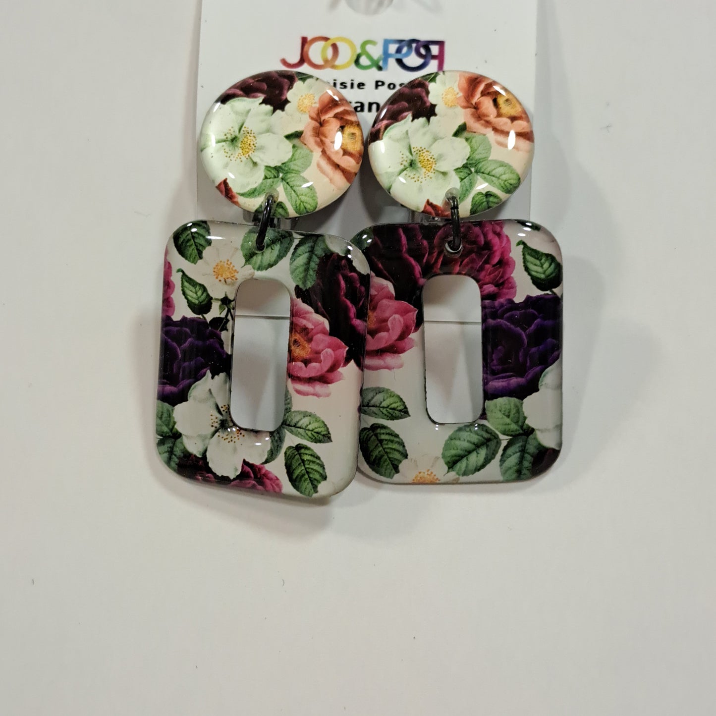 Boucles clips Rectangle PM Fleurs THIERRY JOO