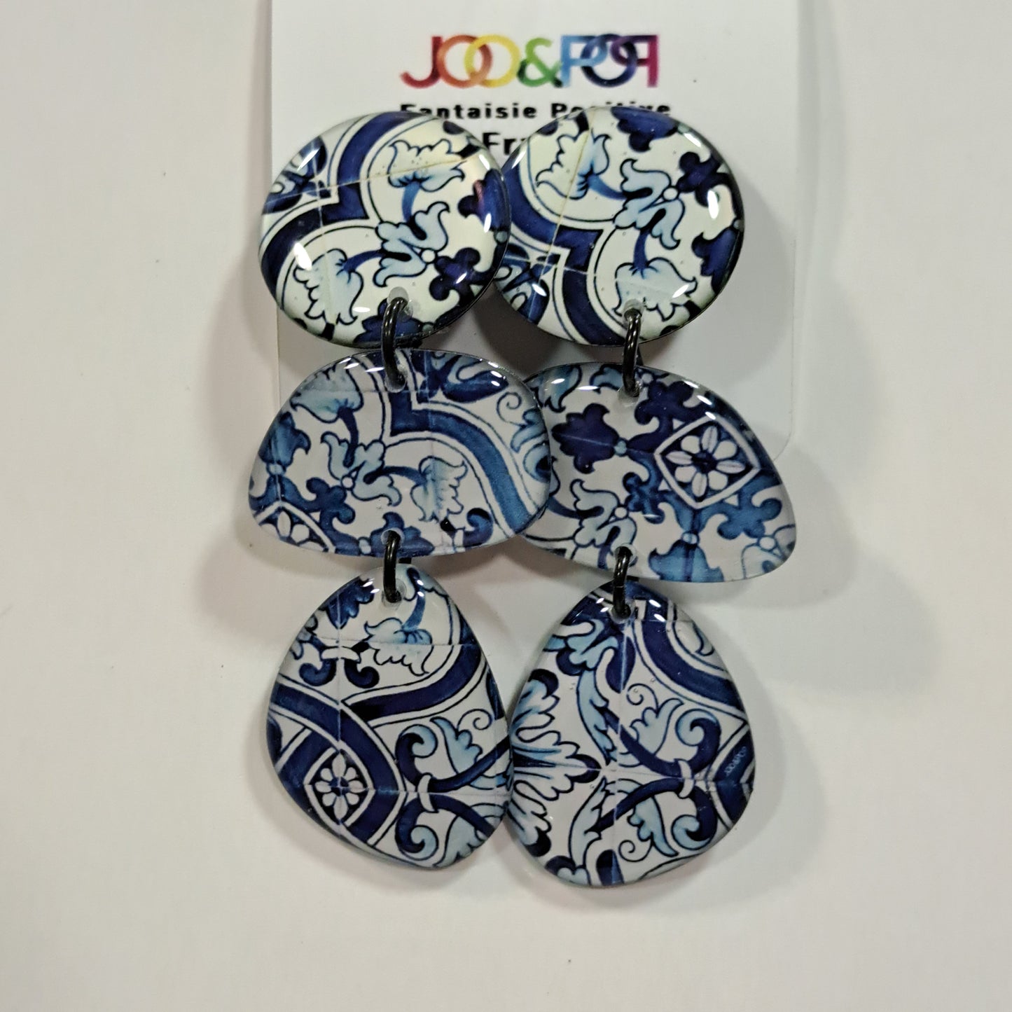 Boucles clips Trio bleu Azulejos THIERRY JOO