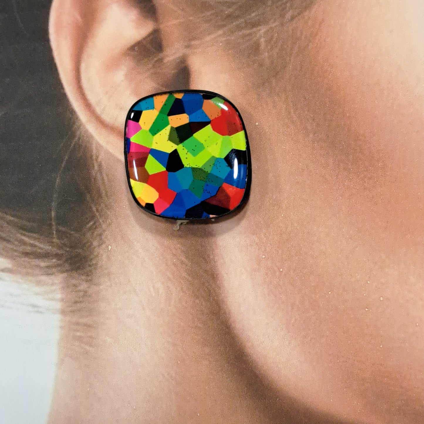 Boucles clips Losange Mosaïque THIERRY JOO