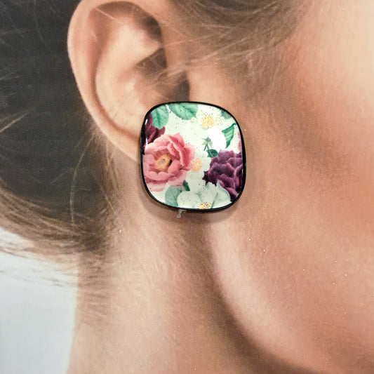 Boucles clips Losange Fleurs THIERRY JOO
