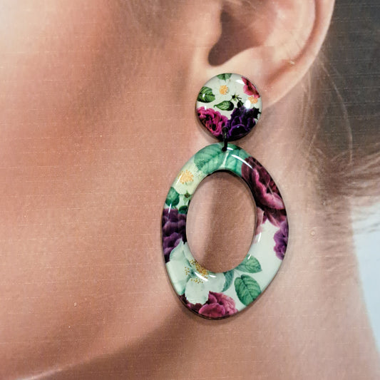 Boucles clips Ovale Fleurs THIERRY JOO