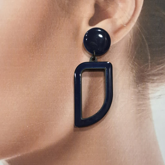 Boucles percées Virgule bleu marine THIERRYJOO