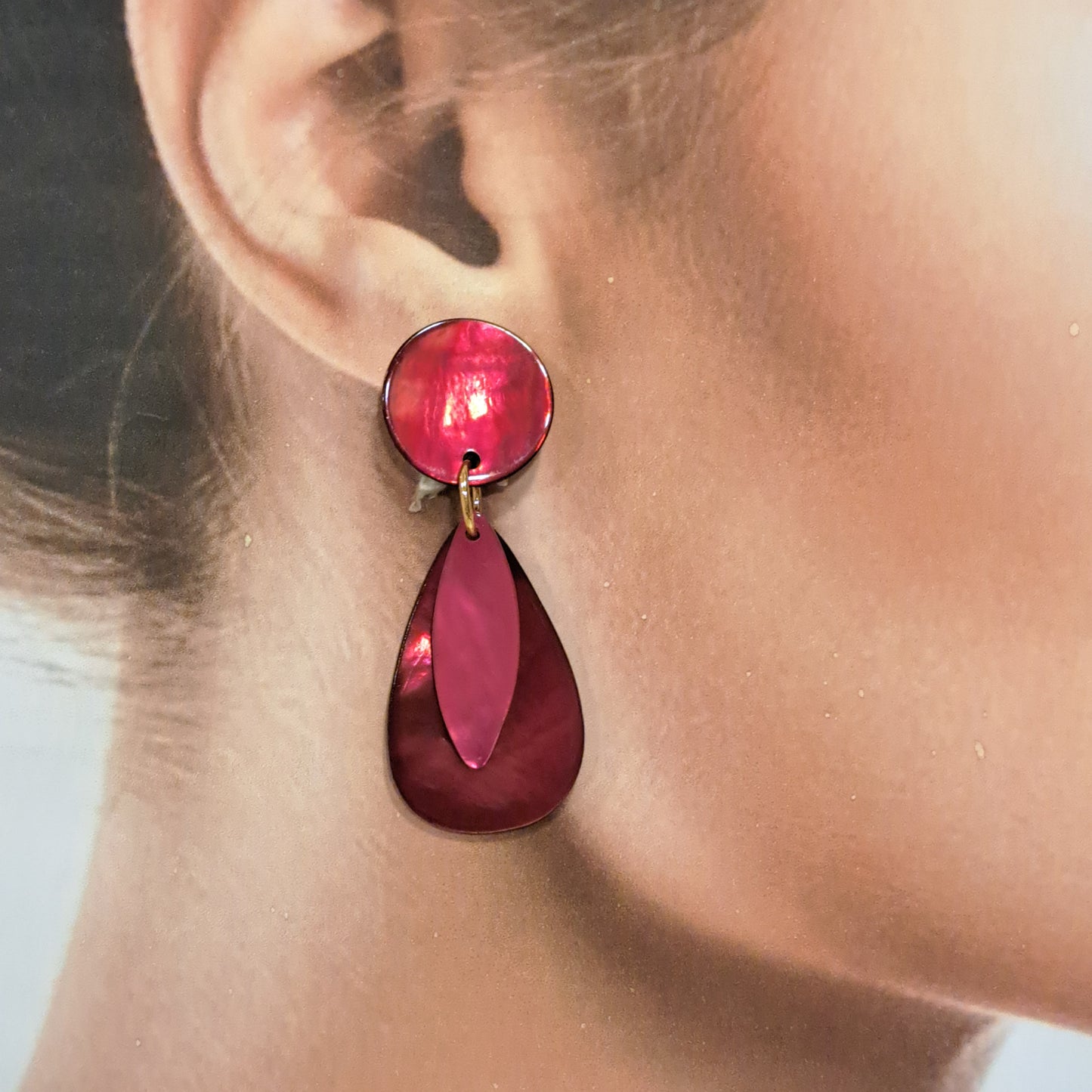 Boucles clips Goutte rose LA PETITE SARDINE