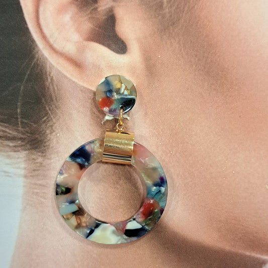 Boucles percées Créole multicolore pastel NH