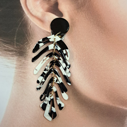 Boucles clips Feuille noir et blanc NH