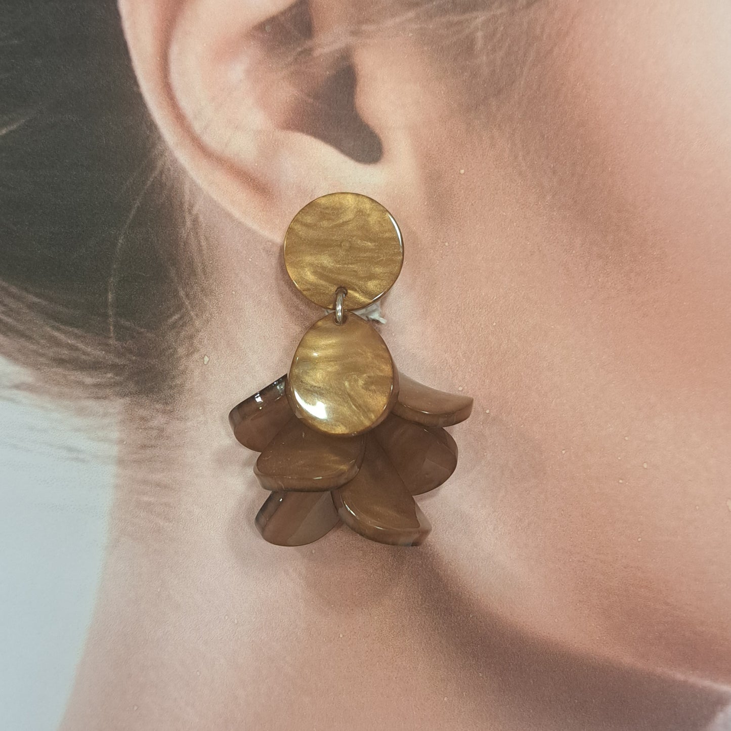 Boucles clips Pétales PM marron glacé CLEDOR