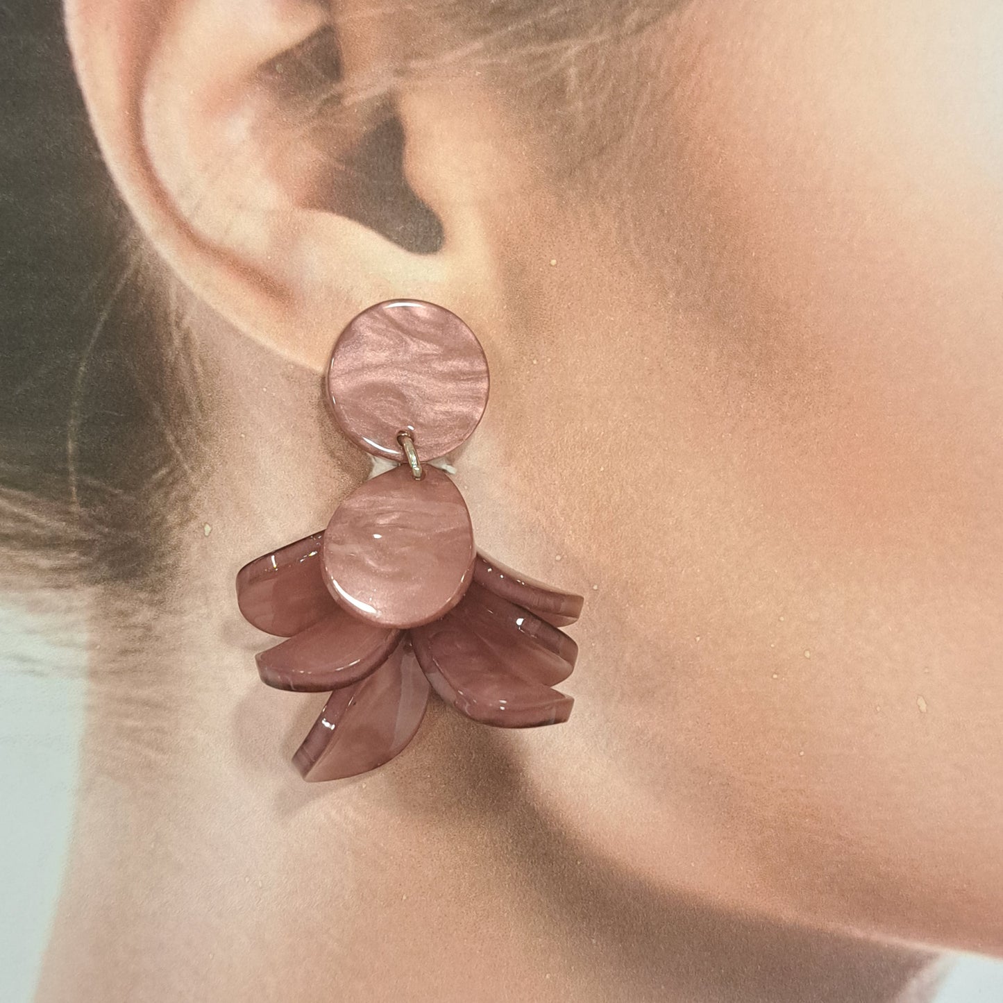Boucles clips Pétales PM vieux rose CLEDOR