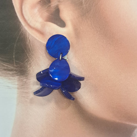 Boucles clips Pétales PM bleu indigo CLEDOR