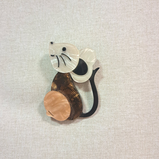 Broche Souris beige BMISS