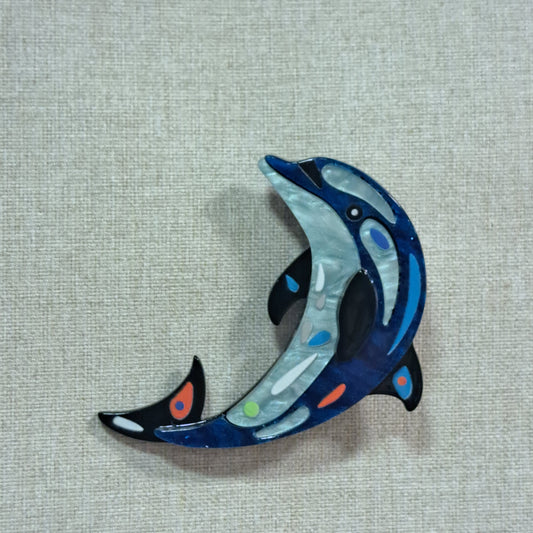 Broche Dauphin bleu BMISS