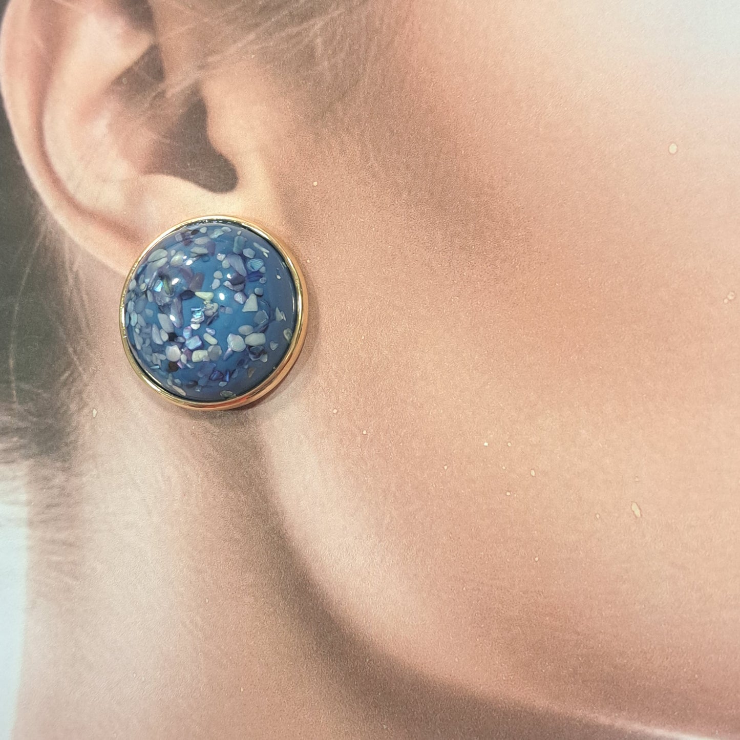 Boucles clips Natica bleu or B MISS