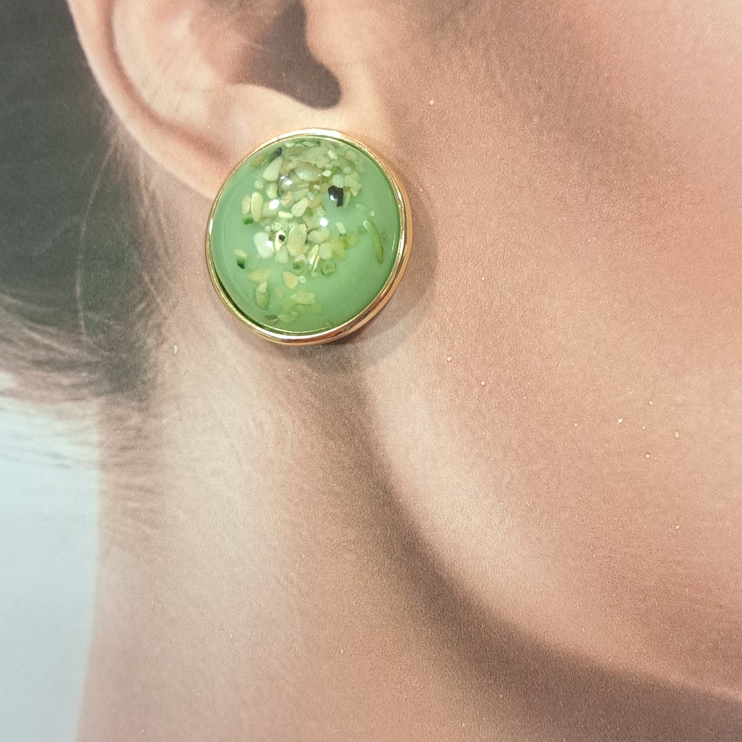 Boucles clips Natica vert or B MISS