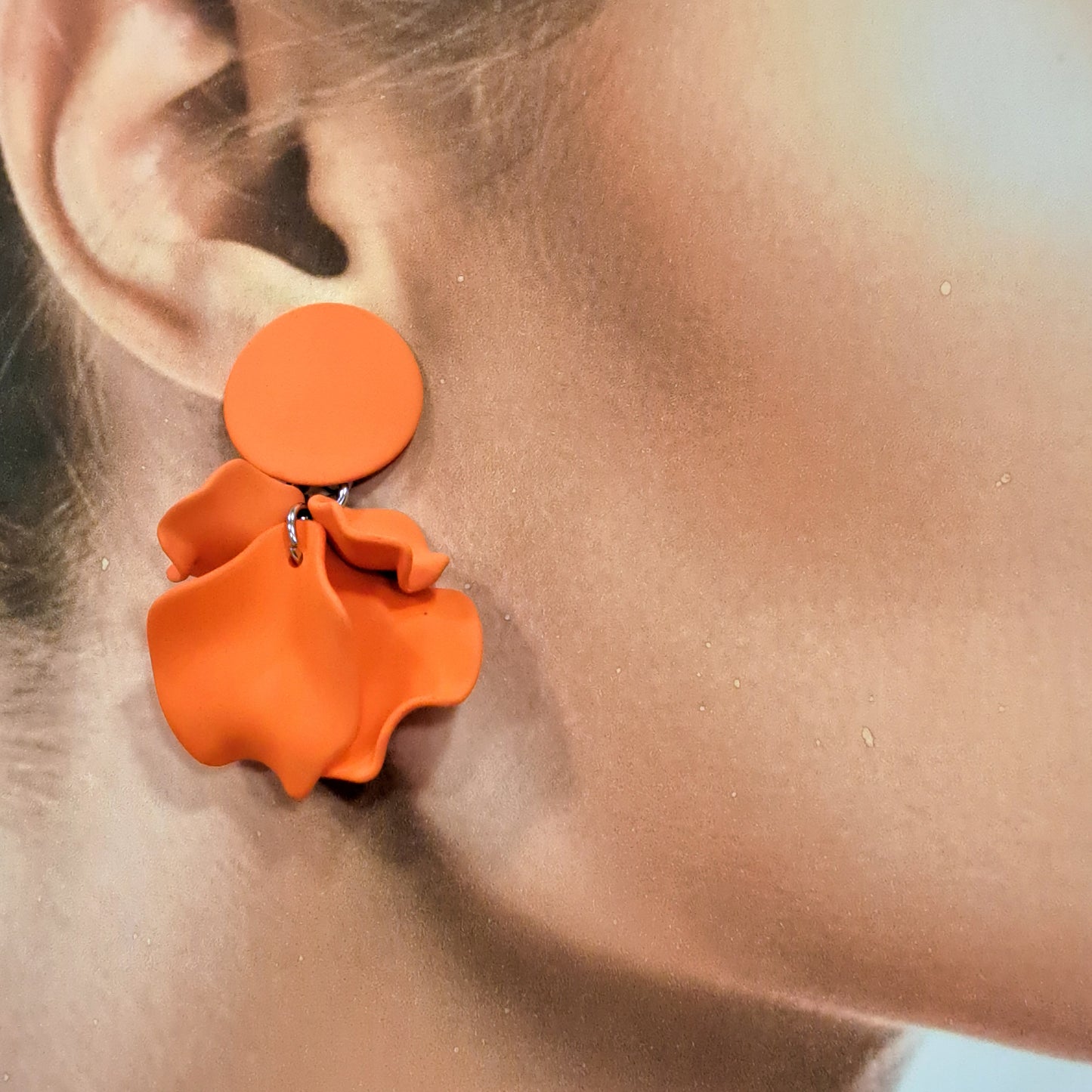 Boucles clips Pétales orange B MISS