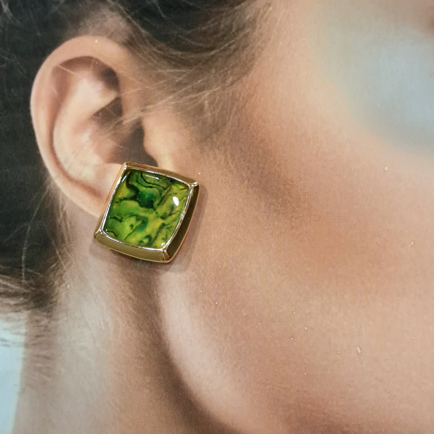 Boucles clips Nohemi vert or B MISS