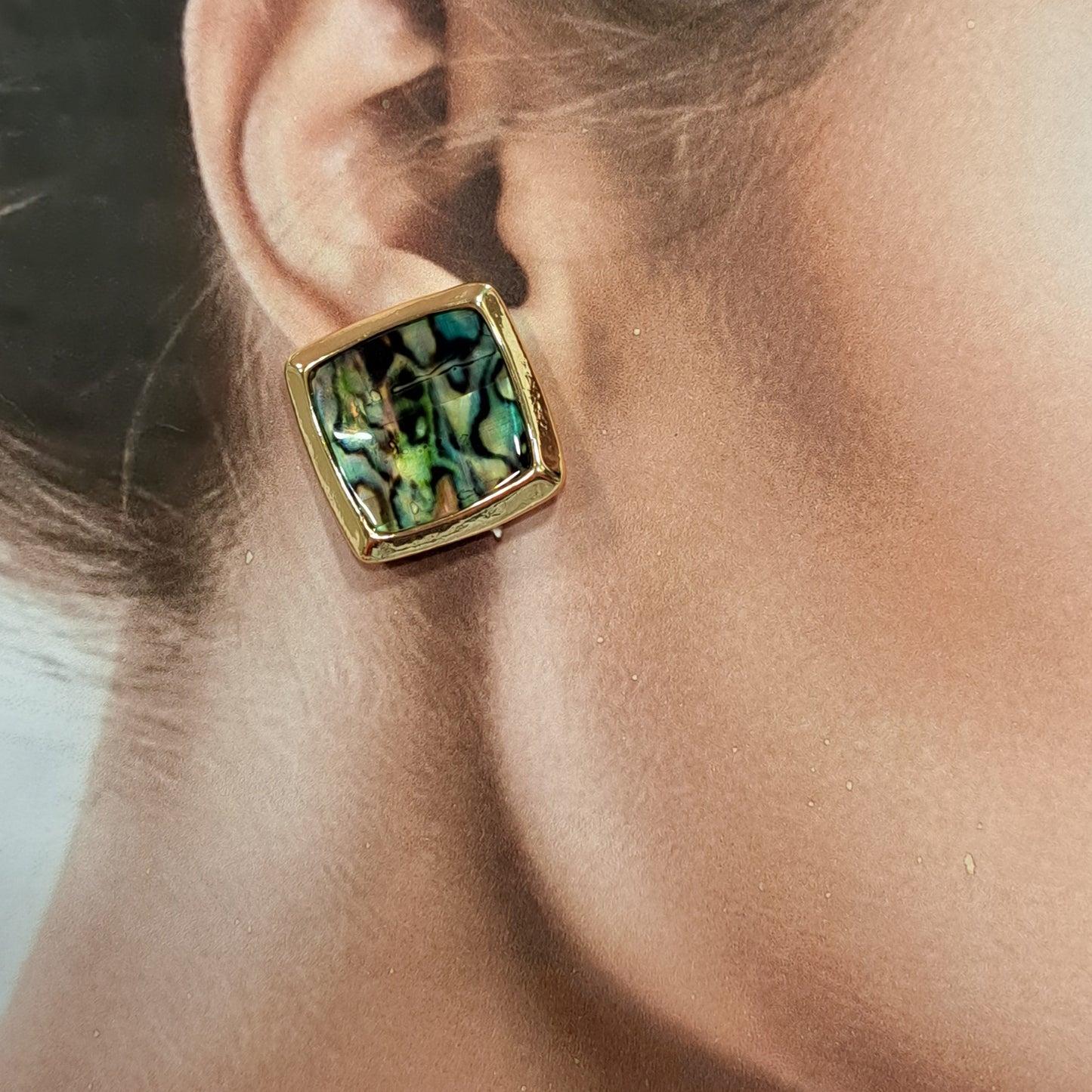 Boucles clips Nohemi bleu vert or B MISS