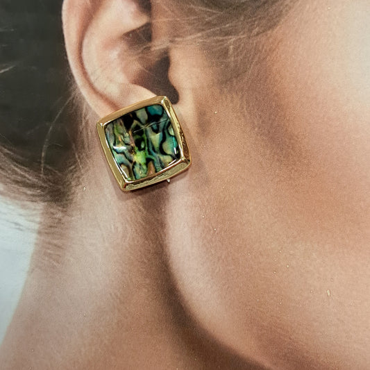 Boucles clips Nohemi bleu vert or B MISS