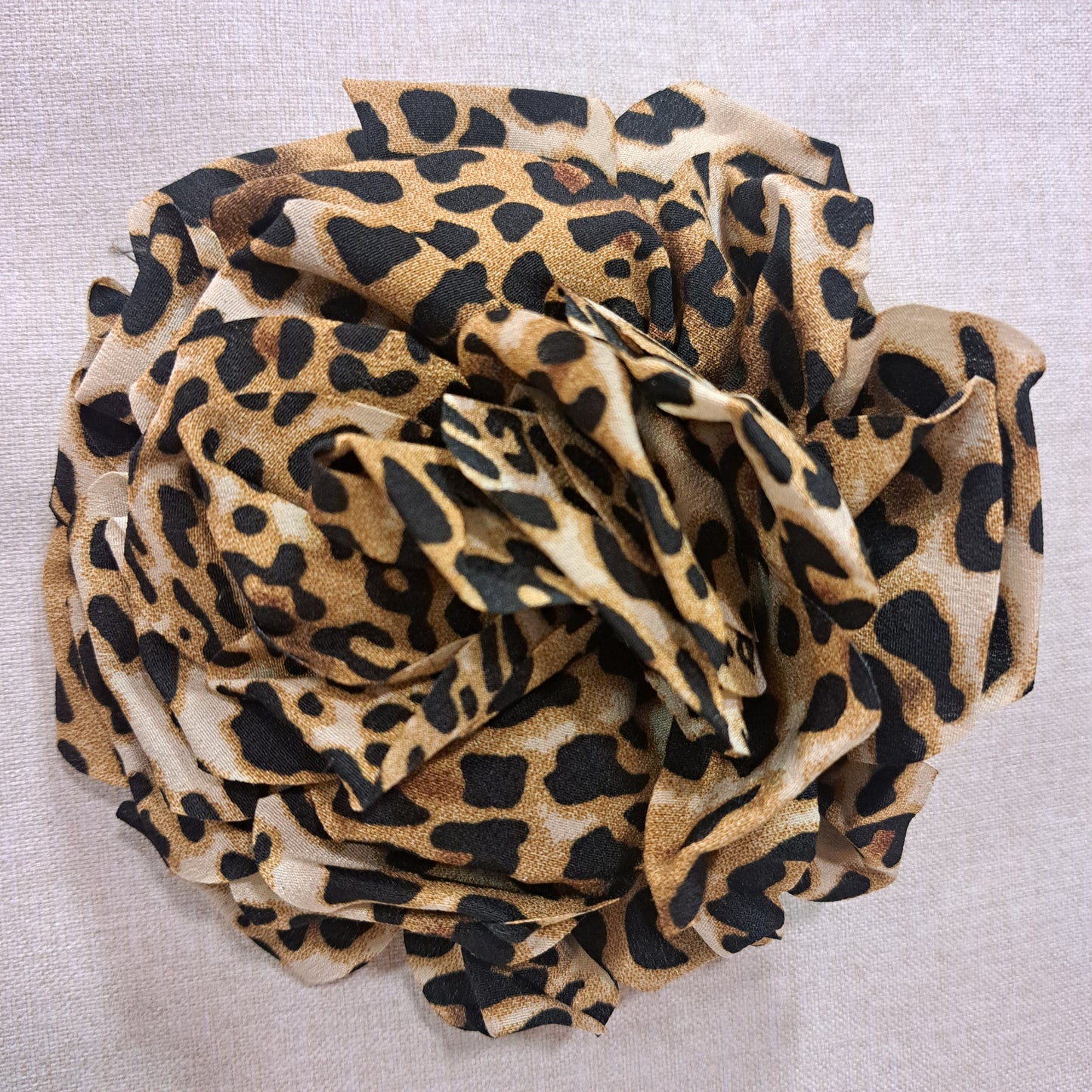 Broche Fleur tissu Léopard Fancy F