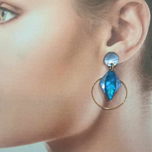 Boucles percées Losange bleu marine et bleu jean  LA PETITE SARDINE