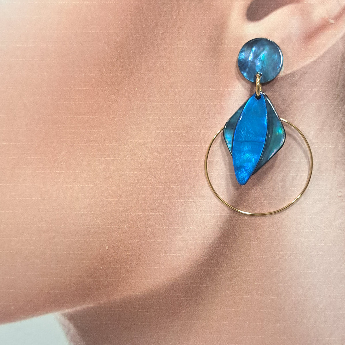 Boucles percées Losange bleu vert LA PETITE SARDINE