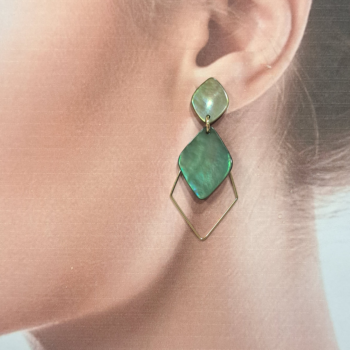 Boucles percées Losange vert LA PETITE SARDINE