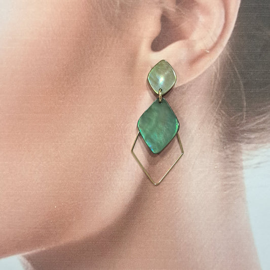 Boucles percées Losange vert LA PETITE SARDINE