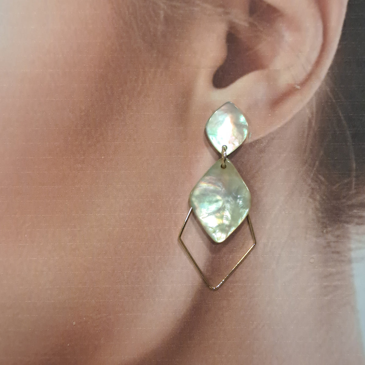 Boucles percées Losange écru LA PETITE SARDINE