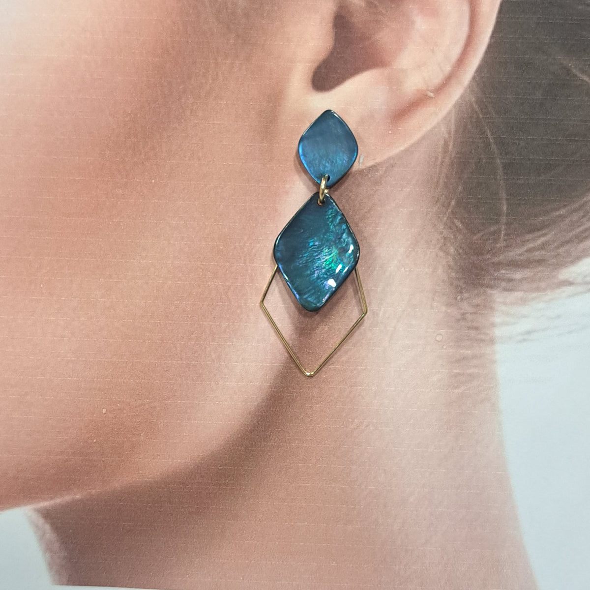 Boucles percées Losange bleu LA PETITE SARDINE