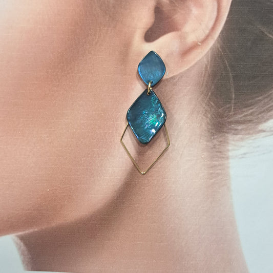 Boucles percées Losange bleu LA PETITE SARDINE