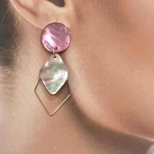 Boucles clips Losange rose LA PETITE SARDINE