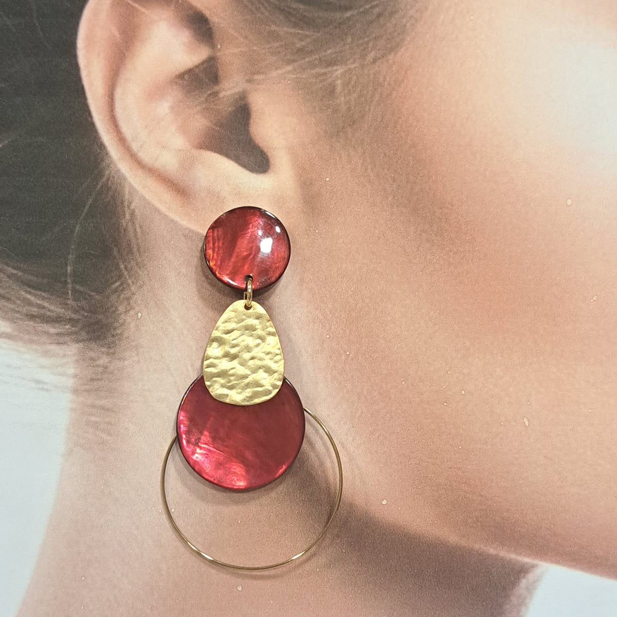 Boucles clips Martelé rouge LA PETITE SARDINE