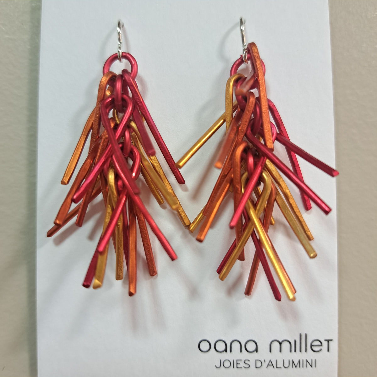 Boucles percées Trombones jaune, orange et rouge OANA MILLET