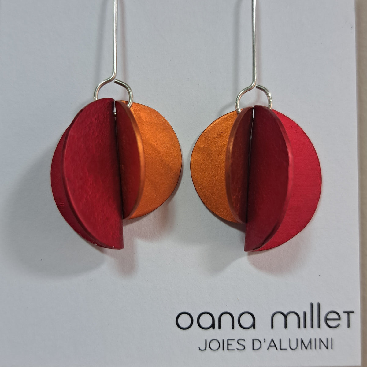 Boucles percées Demi-Lune rouge ORANGE OANA MILLET
