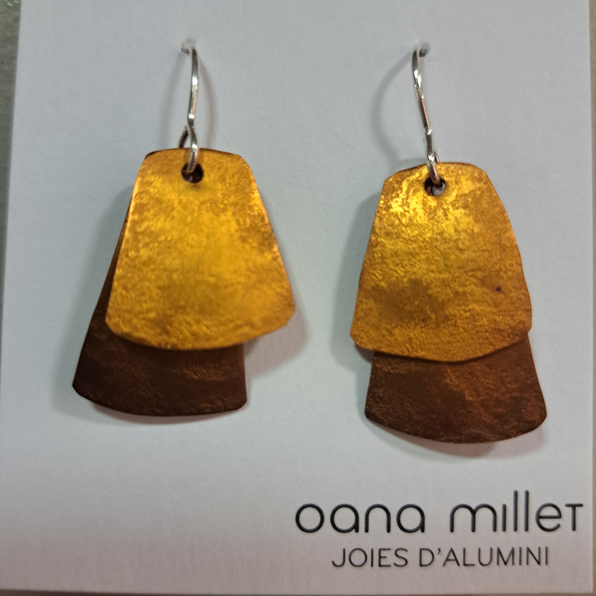 Boucles percées Trapèzes cuivre jaune OANA MILLET