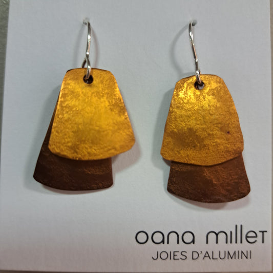 Boucles percées Trapèzes cuivre jaune OANA MILLET