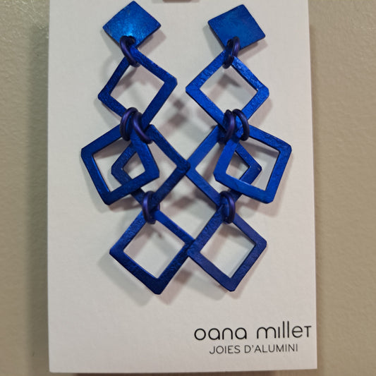 Boucles percées Carrés bleu OANA MILLET