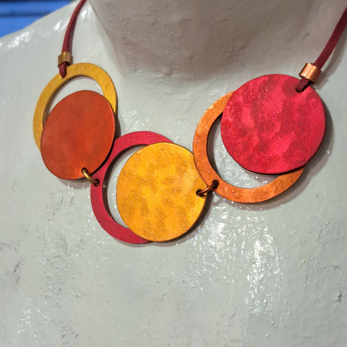 Collier sautoir Cercles/Ronds jaune, orange et rouge OANA MILLET