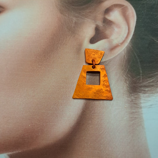 Boucles percées Trapèze orange OANA MILLET