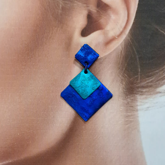 Boucles percées Losanges bleu OANA MILLET