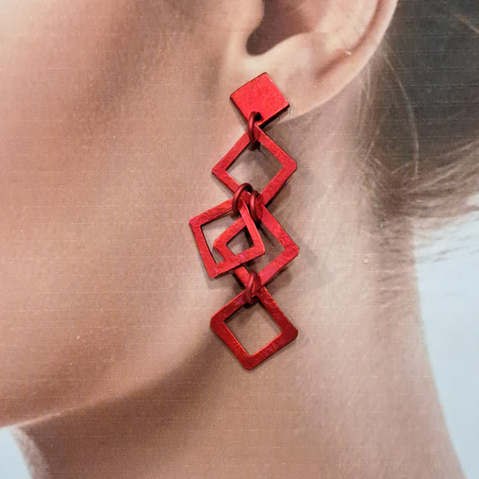 Boucles percées Carrés rouge OANA MILLET