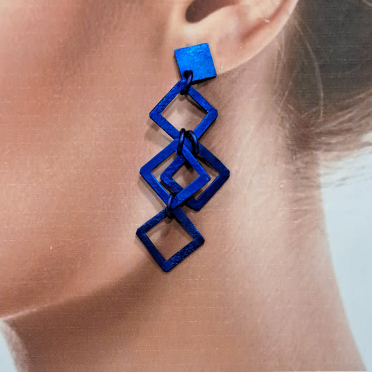 Boucles percées Carrés bleu OANA MILLET