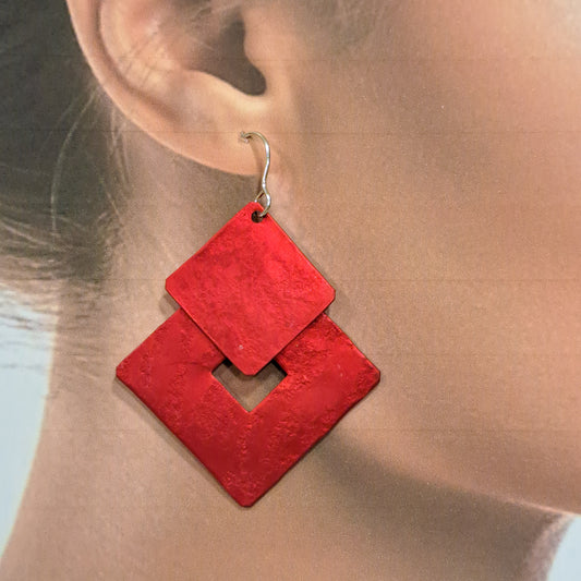 Boucles percées Losanges rouge OANA MILLET