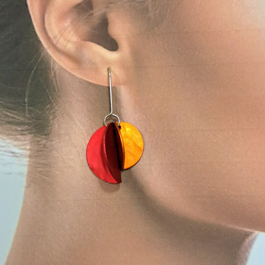 Boucles percées Demi-Lune rouge ORANGE OANA MILLET