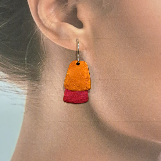 Boucles percées Trapèzes orange et rouge OANA MILLET