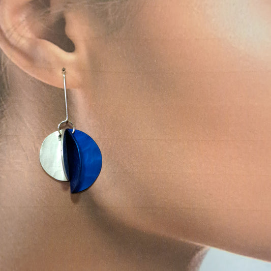 Boucles percées Demi-Lune bleu OANA MILLET