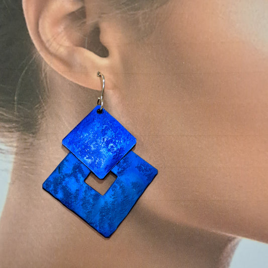 Boucles percées Losanges bleu OANA MILLET