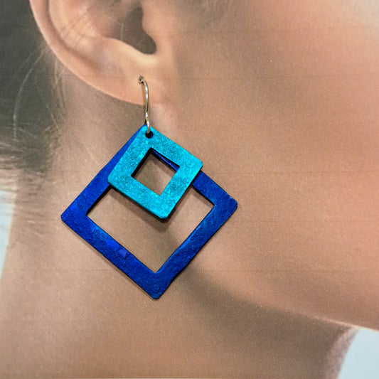 Boucles percées Losanges bleu OANA MILLET