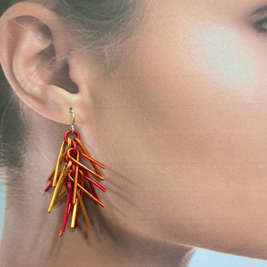 Boucles percées Trombones jaune, orange et rouge OANA MILLET