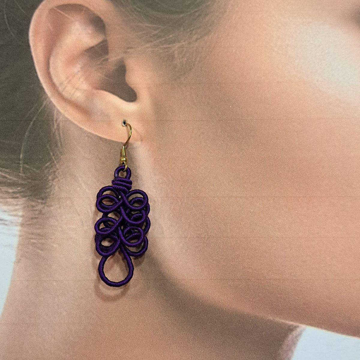 Boucles percées Assana violet NAF BIJOUX