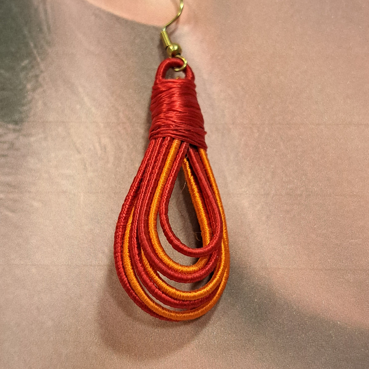 Boucles percées Bousso rouge et orange NAF BIJOUX