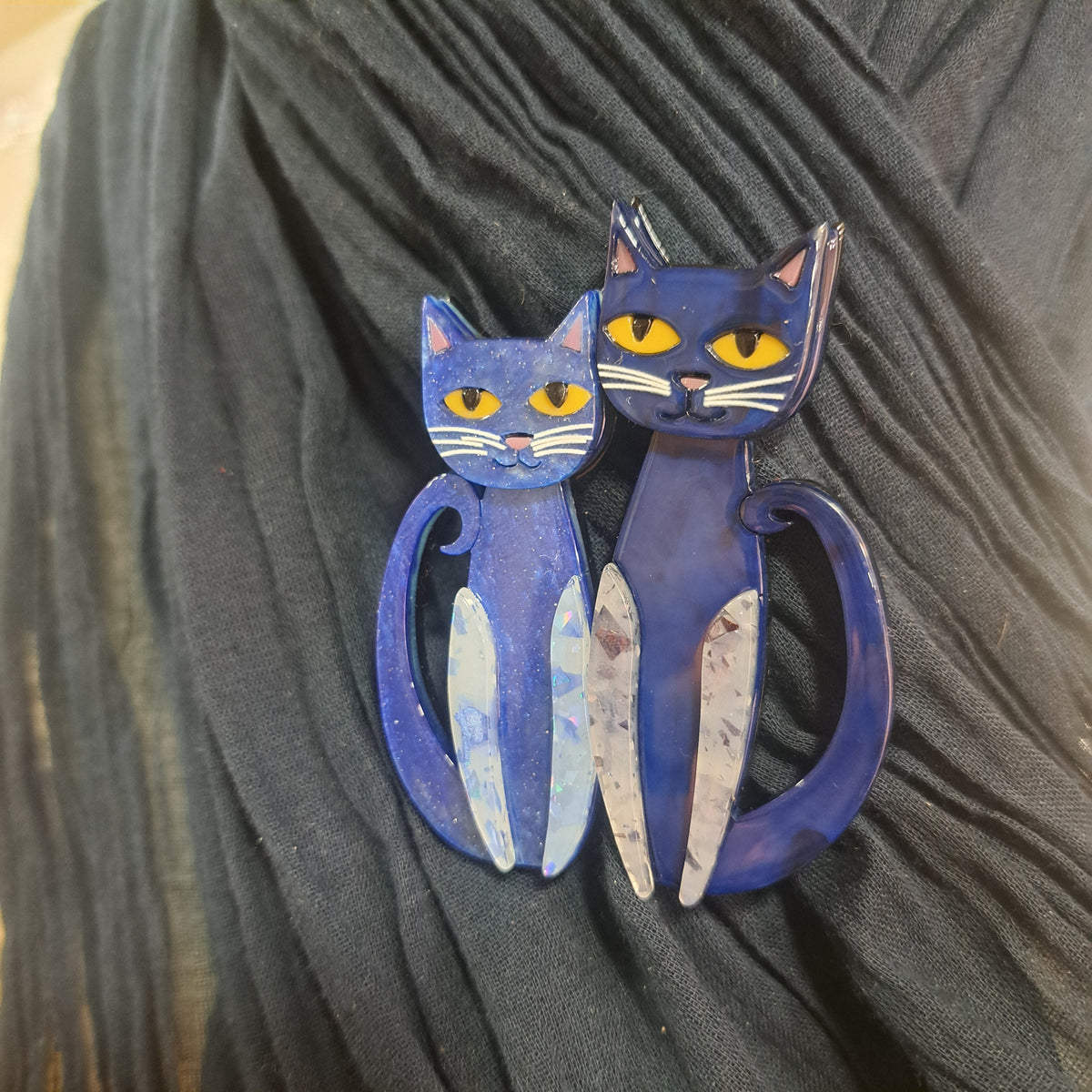 Broche Chats duo bleu CLEDOR